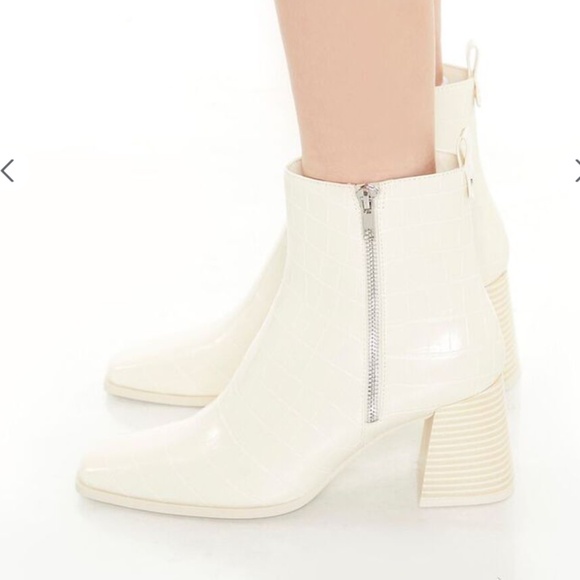 Forever 21 Faux Croc Square-Toe Booties - Picture 2 of 4